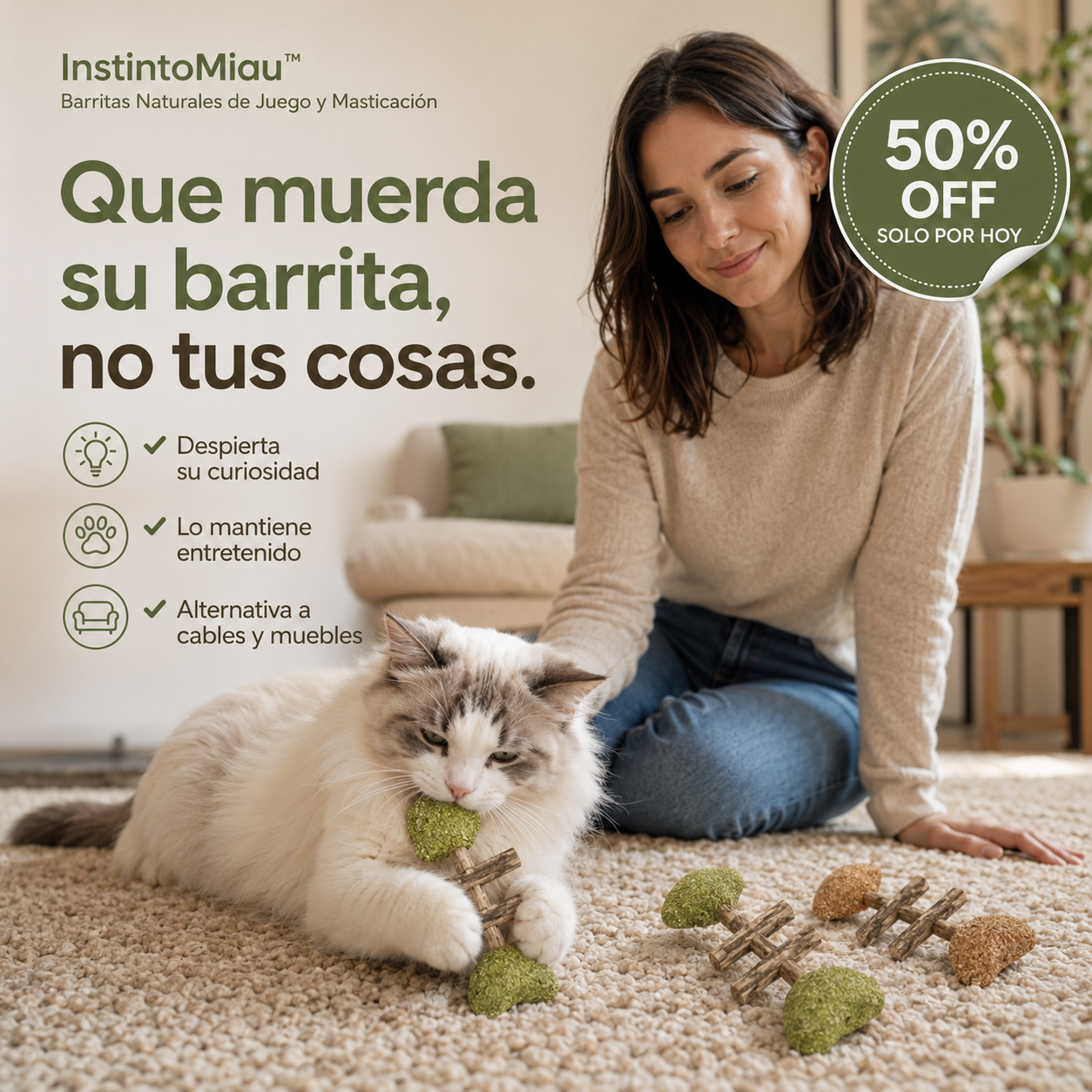 InstintoMiau™ – Barritas Naturales de Juego y Masticación