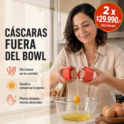 HuevoExacto™ - Abre tus huevos en segundos, sin trozos de cáscara en el bowl ni desorden en tus manos.
