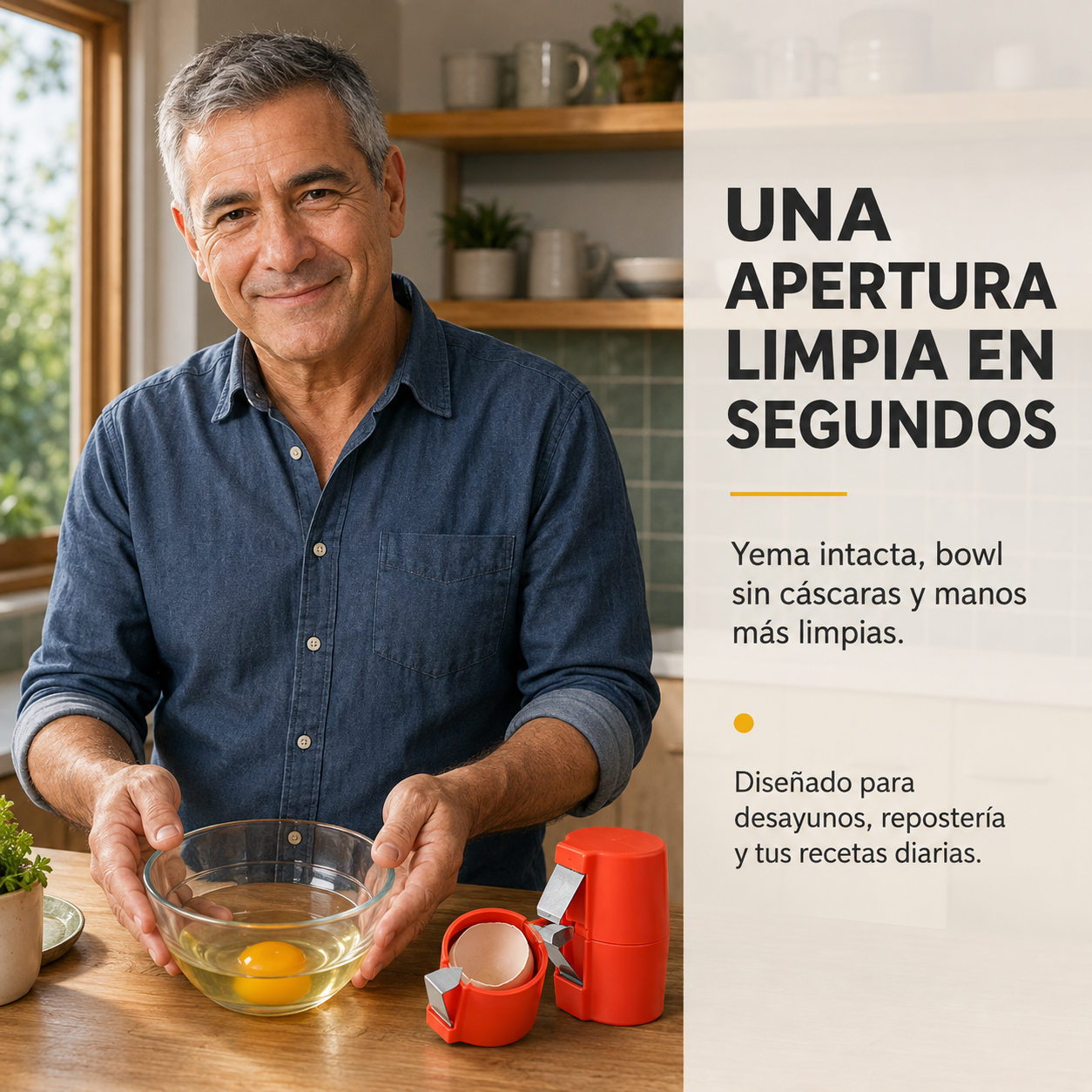 HuevoExacto™ - Abre tus huevos en segundos, sin trozos de cáscara en el bowl ni desorden en tus manos.