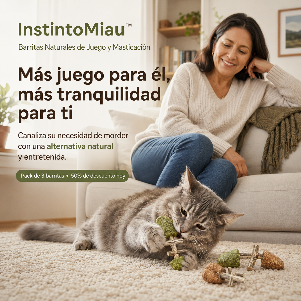 InstintoMiau™ – Barritas Naturales de Juego y Masticación