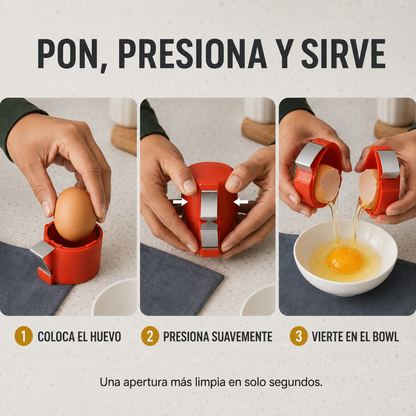 HuevoExacto™ - Abre tus huevos en segundos, sin trozos de cáscara en el bowl ni desorden en tus manos.