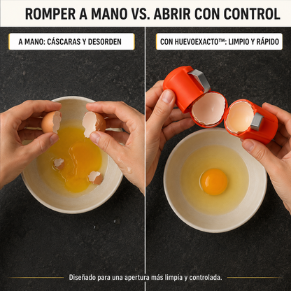 HuevoExacto™ - Abre tus huevos en segundos, sin trozos de cáscara en el bowl ni desorden en tus manos.
