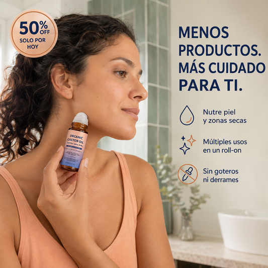 Ritual Ricino™ — Aceite de Ricino Multifunción con Roll-On de Cuarzo Rosa