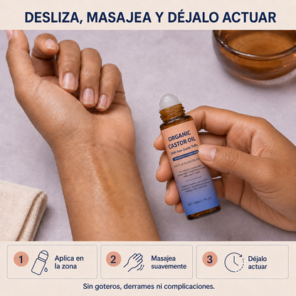 Ritual Ricino™ — Aceite de Ricino Multifunción con Roll-On de Cuarzo Rosa