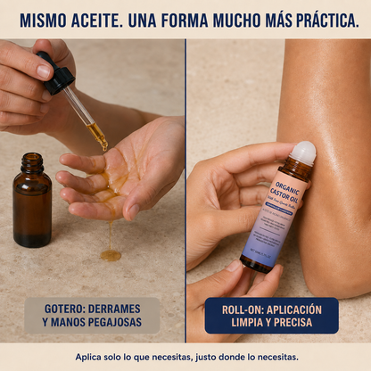 Ritual Ricino™ — Aceite de Ricino Multifunción con Roll-On de Cuarzo Rosa