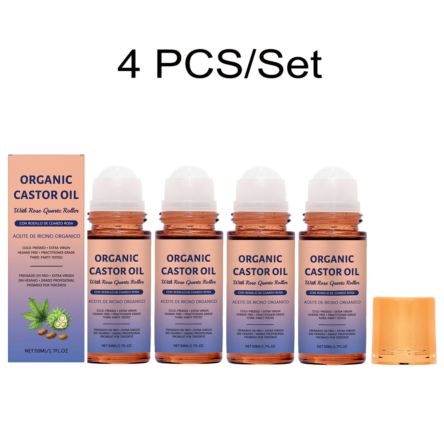 RitualRicino™ — Aceite de Ricino Multifunción con Roll-On de Cuarzo Rosa
