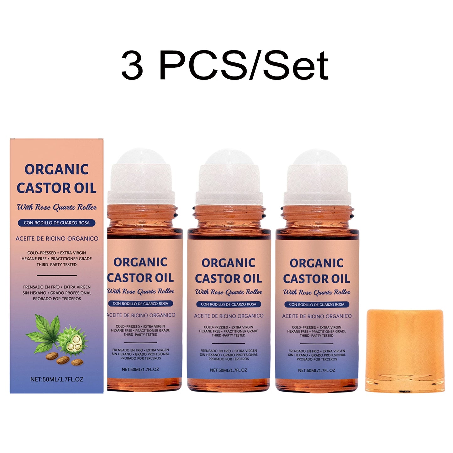 RitualRicino™ — Aceite de Ricino Multifunción con Roll-On de Cuarzo Rosa