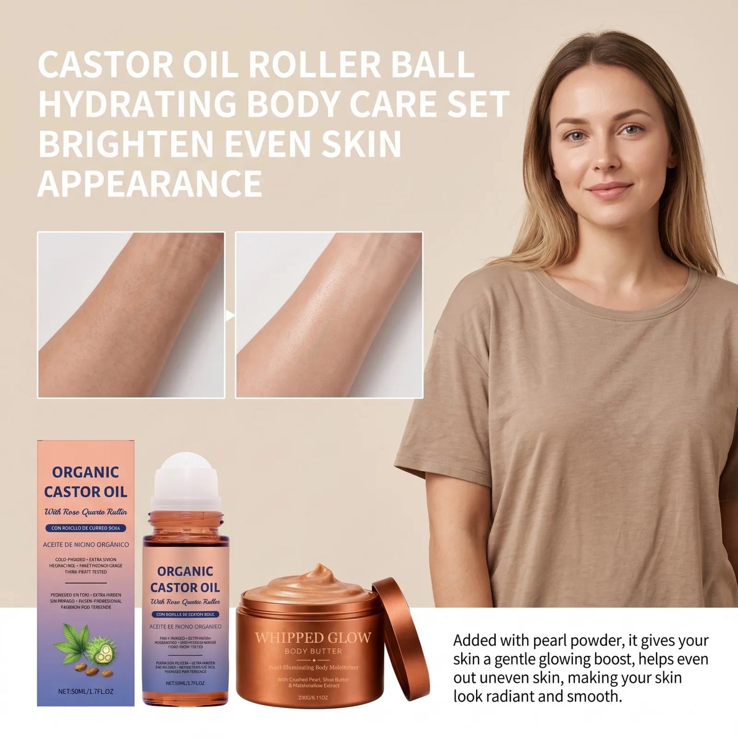 RitualRicino™ — Aceite de Ricino Multifunción con Roll-On de Cuarzo Rosa