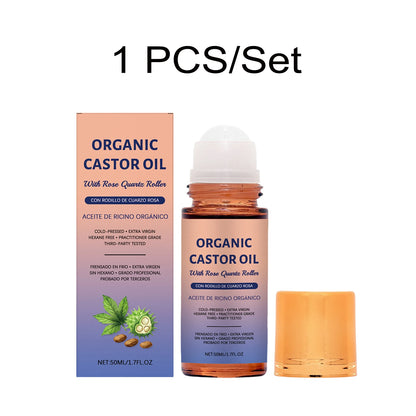 RitualRicino™ — Aceite de Ricino Multifunción con Roll-On de Cuarzo Rosa
