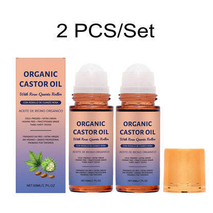 RitualRicino™ — Aceite de Ricino Multifunción con Roll-On de Cuarzo Rosa